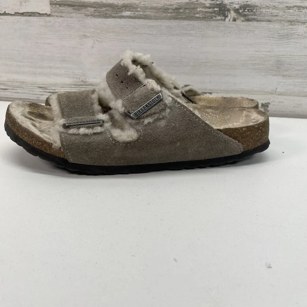 Birkenstock Arizona Shearling Suede Sandals Fuzzy Size‎ 40 9 US